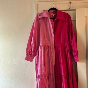 Christopher John Rogers for Target pink maxi shirt dress size 14